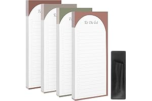 4 Pack Practical and Convenient Magnetic Shopping List Pads with Pen Holders for Refrigerators