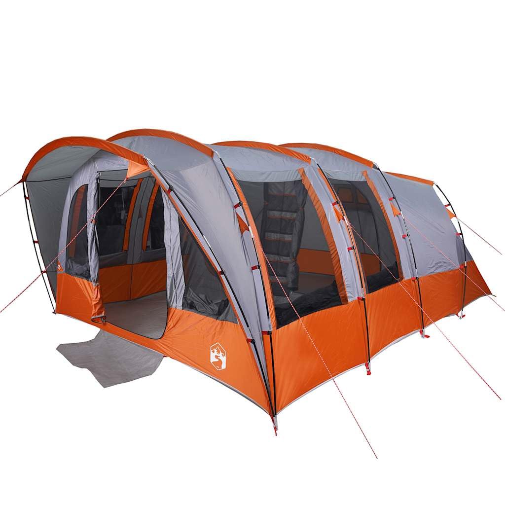 Tunel Family Tent dla 8 osób, szary, wodoodporny, 430 x 314 x 183 cm, przenośny schronisko kempingowe z powłoką PU, łatwa konfiguracja na świeżym powietrzu