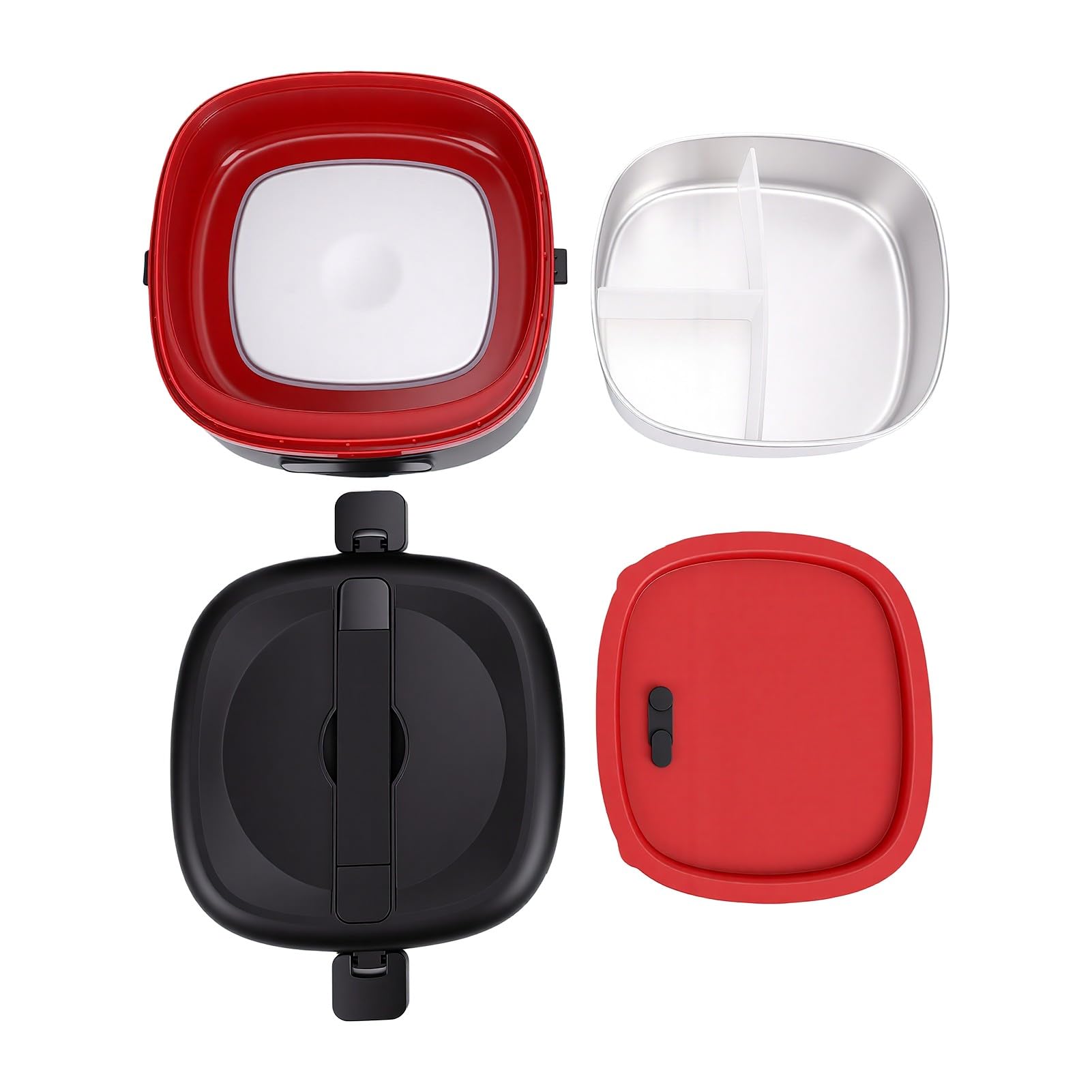Lunch Boxes Box 75W, Scaldavivande Riscaldato in Acciaio Inossidabile 1L Senza Fili per Viaggi Ufficio Batteria Ricaricabile Scaldavivande Elettrico Portatile Portatile