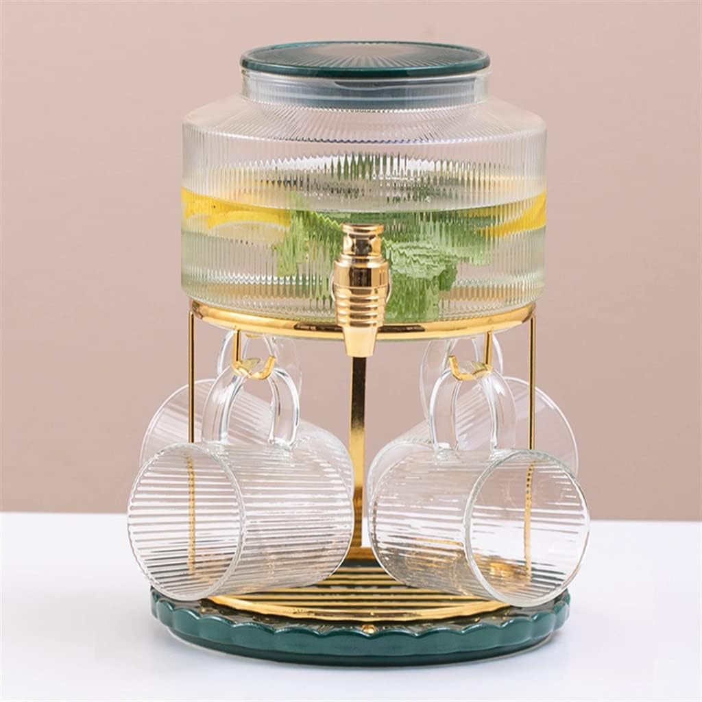 JJZXD ガラスカップ透明な水セット蛇口ラック鉄2.8Lコールドケトル夏の飲酒器具 (Color : B, Size : As t