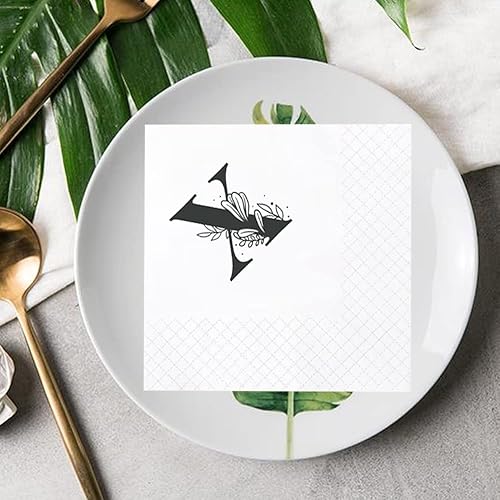 Miniatura 5 de Geloar Servilletas con monograma, paquete de 100 servilletas de papel desechables con monograma de letra X de color negro para cumpleaños, novia,