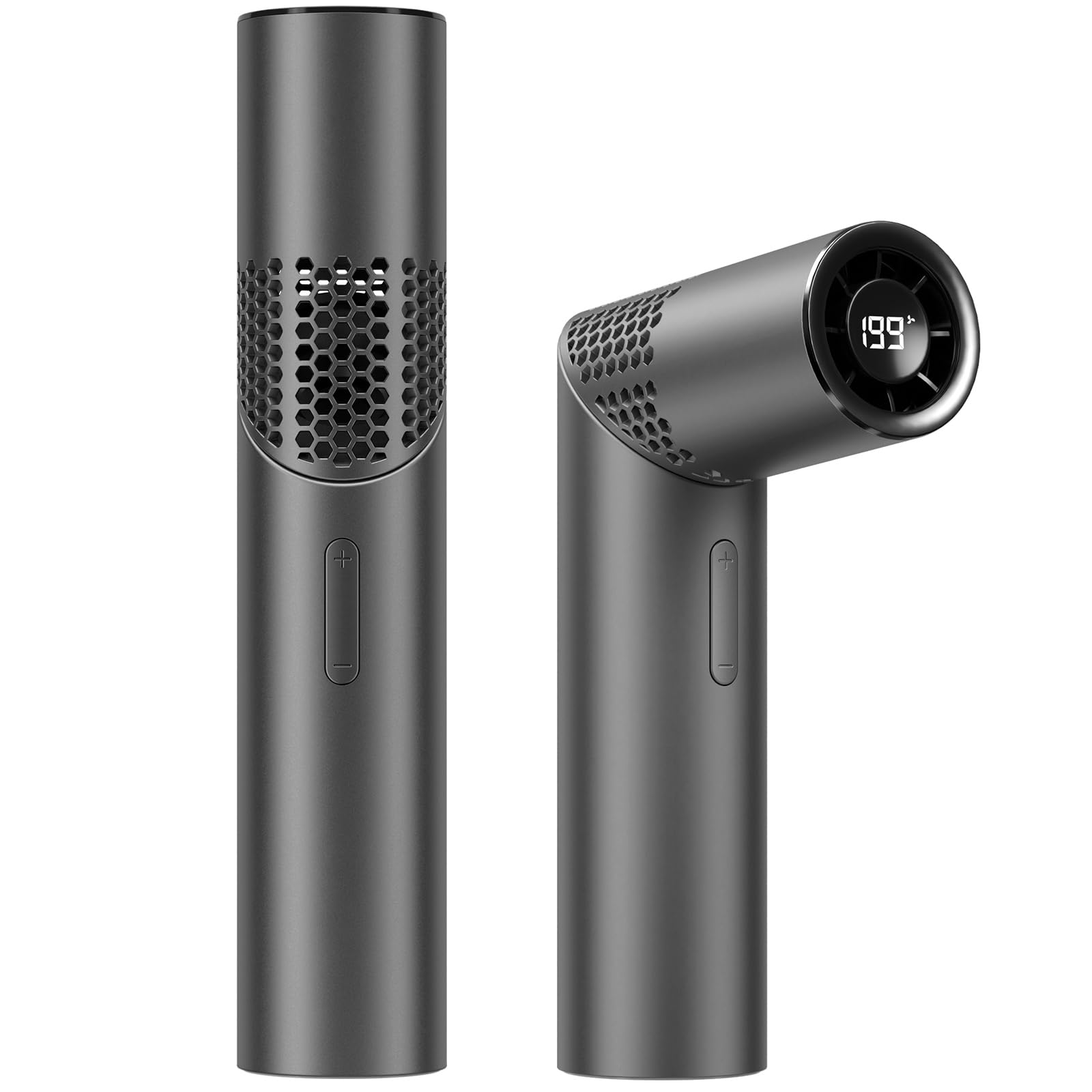 Ventilador de Mano Portátil, Mini Turbo Ventiladors, 199 Velocidades Recargable USB, Ventilador Plegable 90°, Ventilador Pequeño de Mesa, Escritorio y Cuello, para Casa,Oficina,Escuela,Exterior,Gris