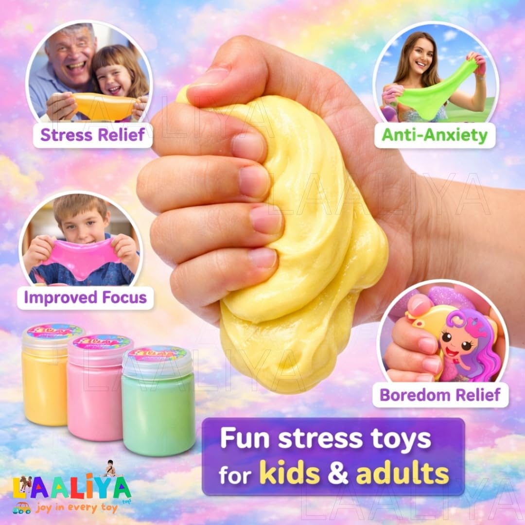 Lemon Scented Butter Slime for Kids (2 Pack, 300g) – Super Soft, Non-Toxic & Fluffy Sensory Toy – Stretchy Stress Relief Slime Kit for Boys & Girls Age 3-10 Years 3