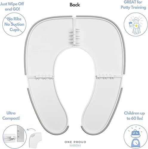Miniatura 6 de Asiento de viaje para orinal ultra compacto, ultra antideslizante, asiento fabricado en Estados Unidos, bisagras de bloqueo sin pellizcos, fácil de