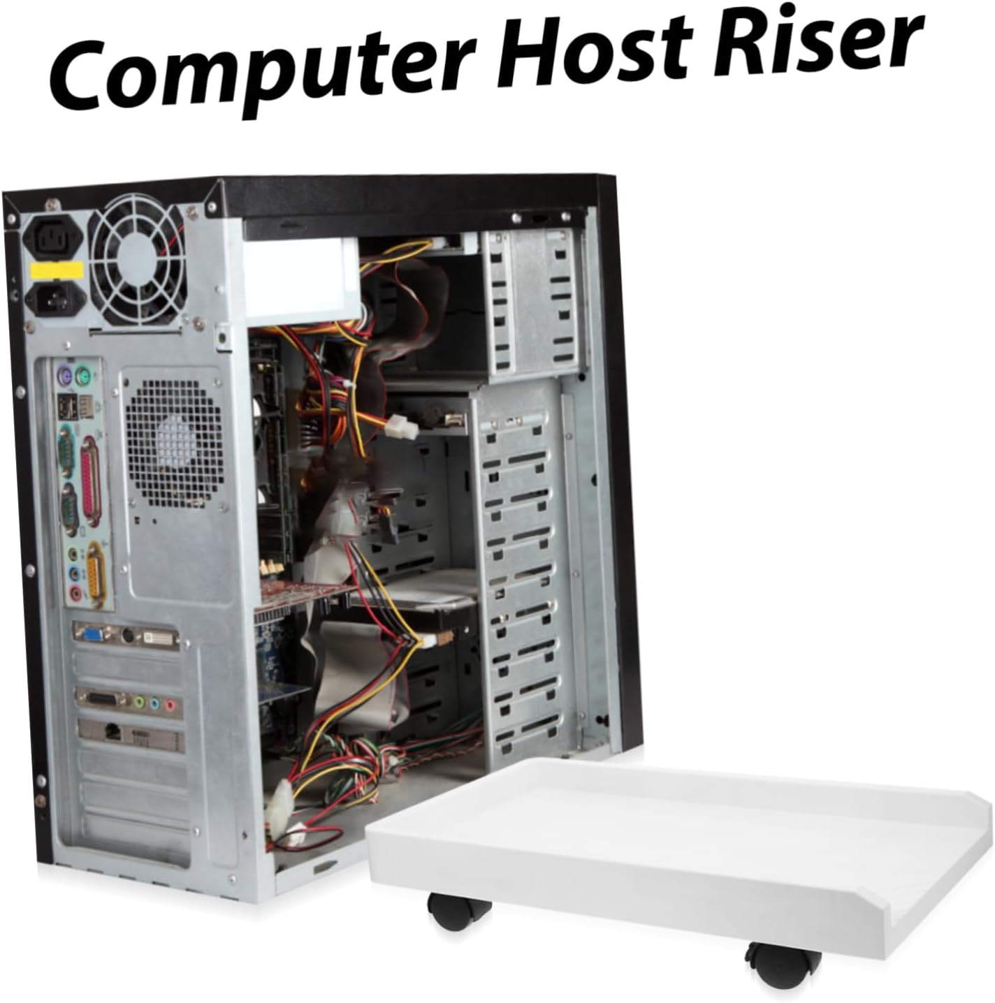 1set Movable Pc Tower Stand with Swivel Wheels Under Desk CPU Holder Material Stable Computer Host Riser for Enhanced Ventilation for Home and Office Use
