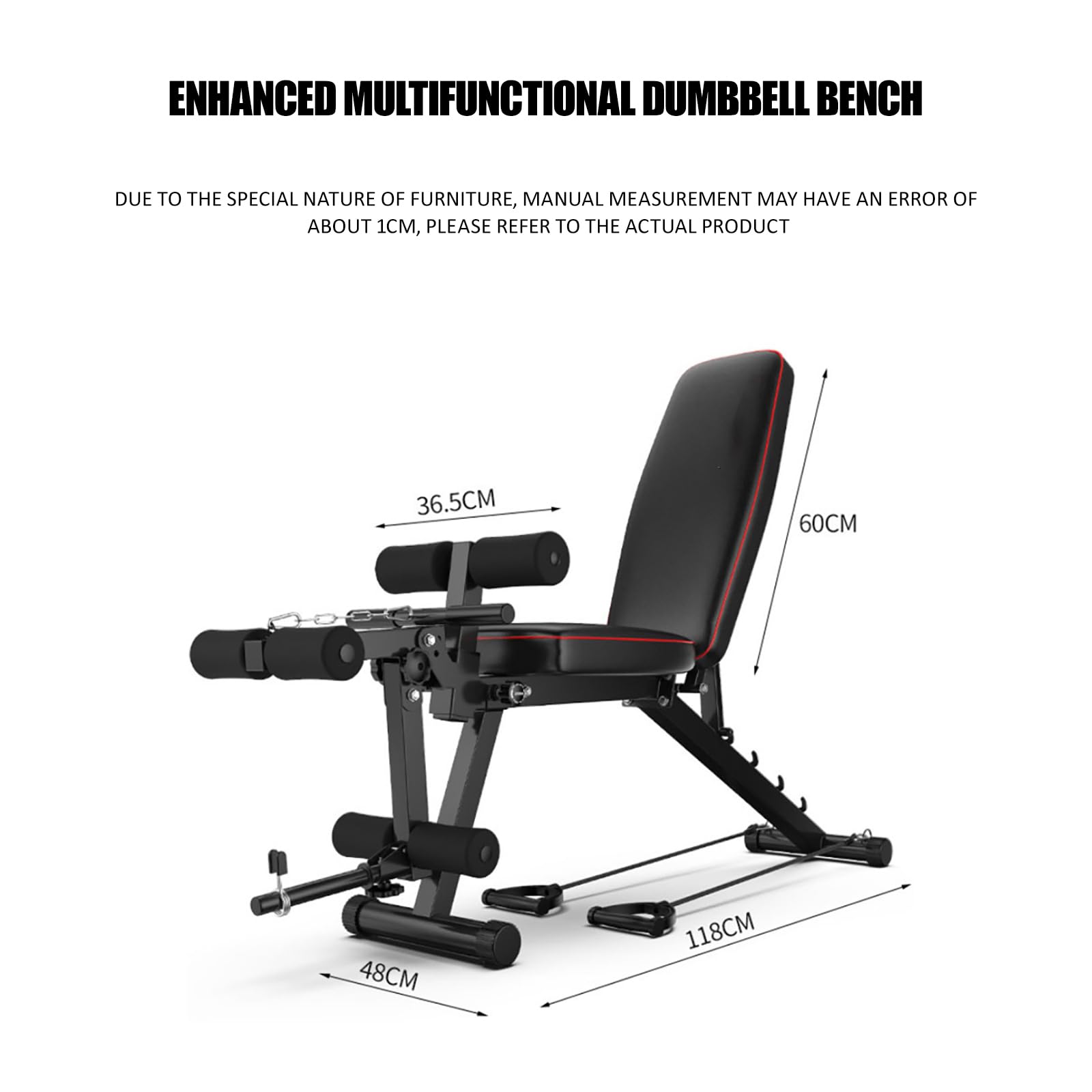 Banco Multifuncional Gym Banco de Musculacion Capacidad de Peso de 200 kg/440 lbs, Ajuste de ángulo de 6 Niveles, Banco Inclinado de Gimnasio con inclinación Plana para Press de banca