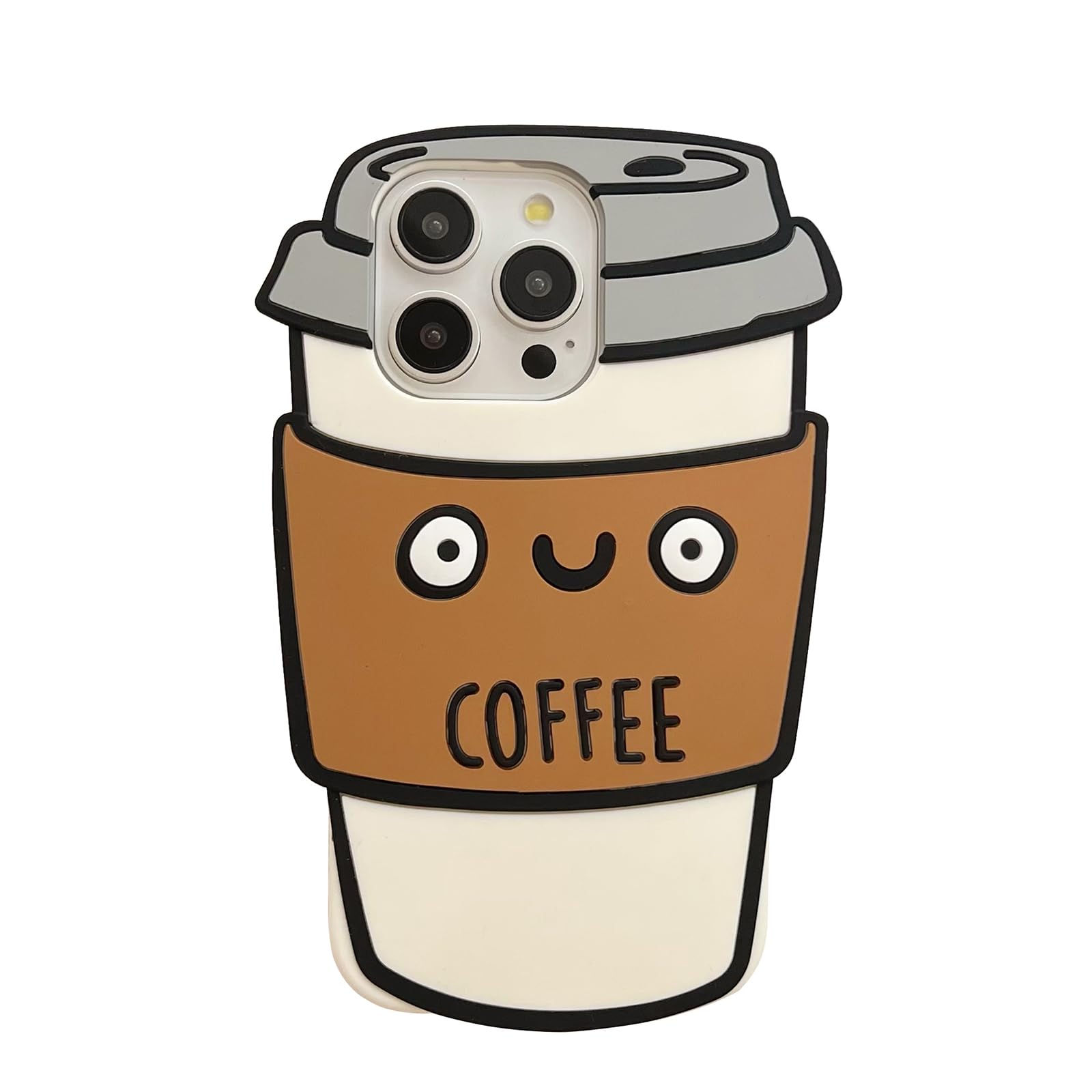 YAKVOOK Soft Silicone Case Compatible with iPhone 14 Pro Max,Cute 3D Cartoon Coffee Funny Kawaii Phone Cases Women Girls Shockproof Cover for iPhone