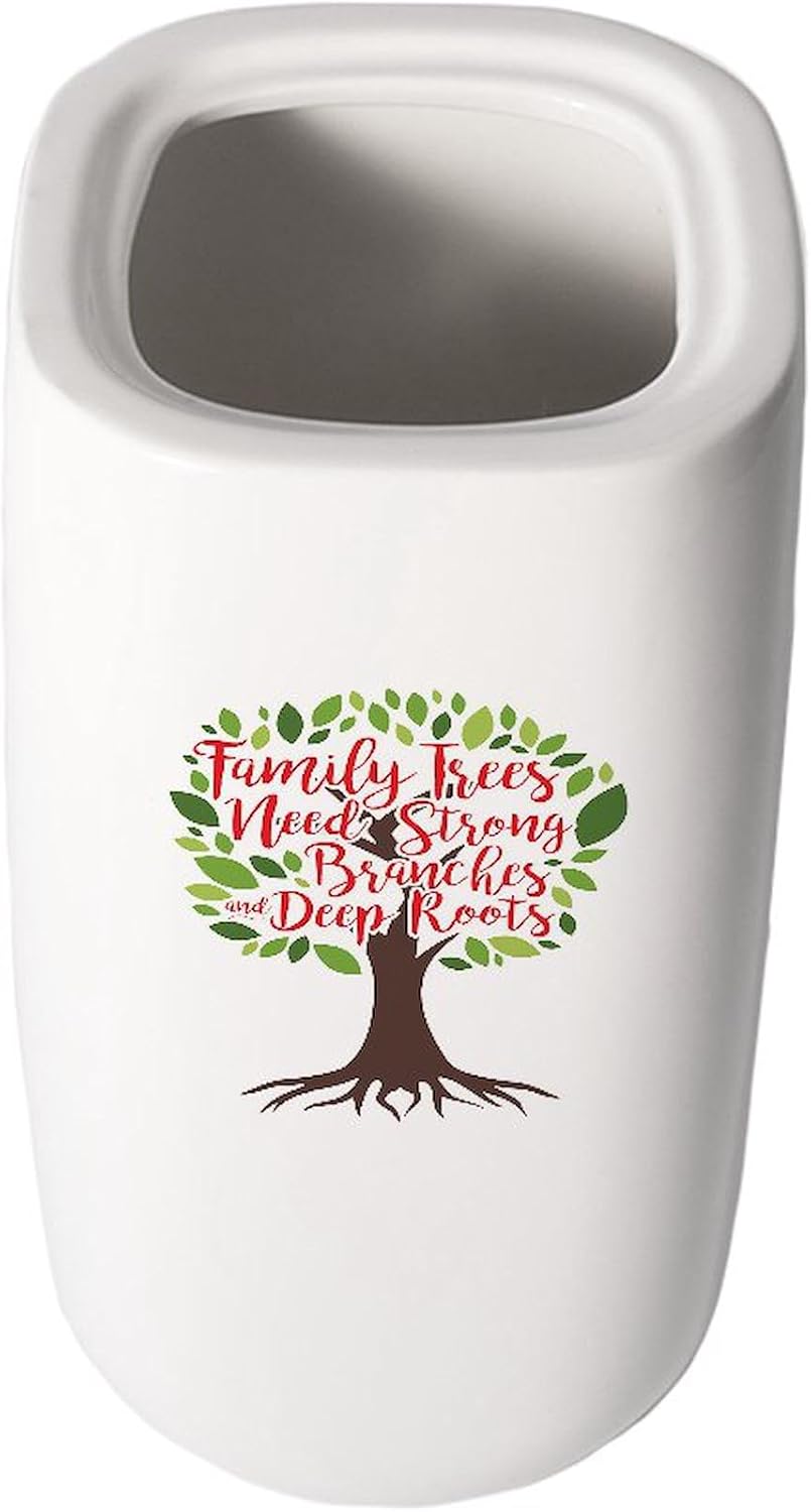 CafePress Family Trees Deep Roots 10" Printed Porcelain Vase for Home Décor