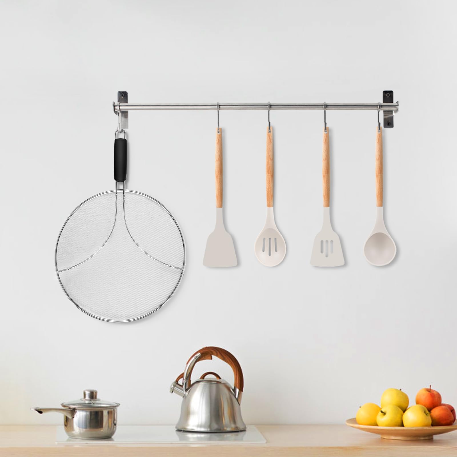 Splatter Screen for Frying Pan Set 3 PCS Frying Pan Splatter Guard, Stainless Steel Splatter Guard with Resting Feet - Image 4