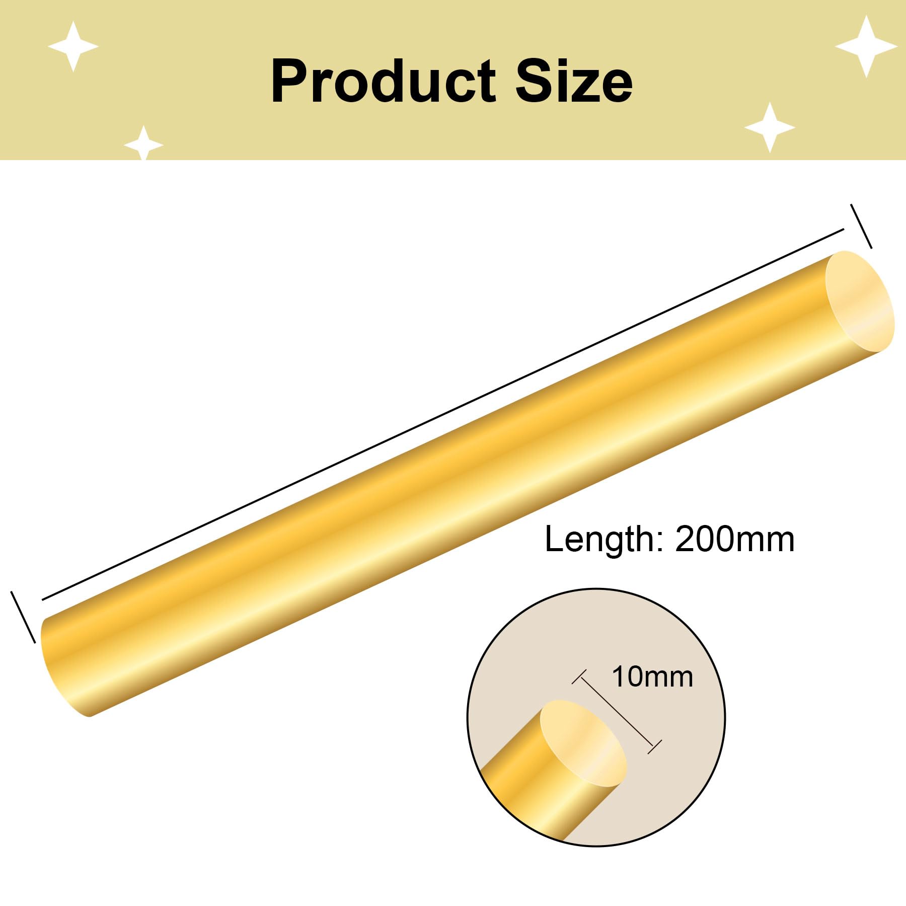 iMeistek Barre in Ottone Massiccio 10 mm 200 mm per Tornio Modelli RC Fai da Te