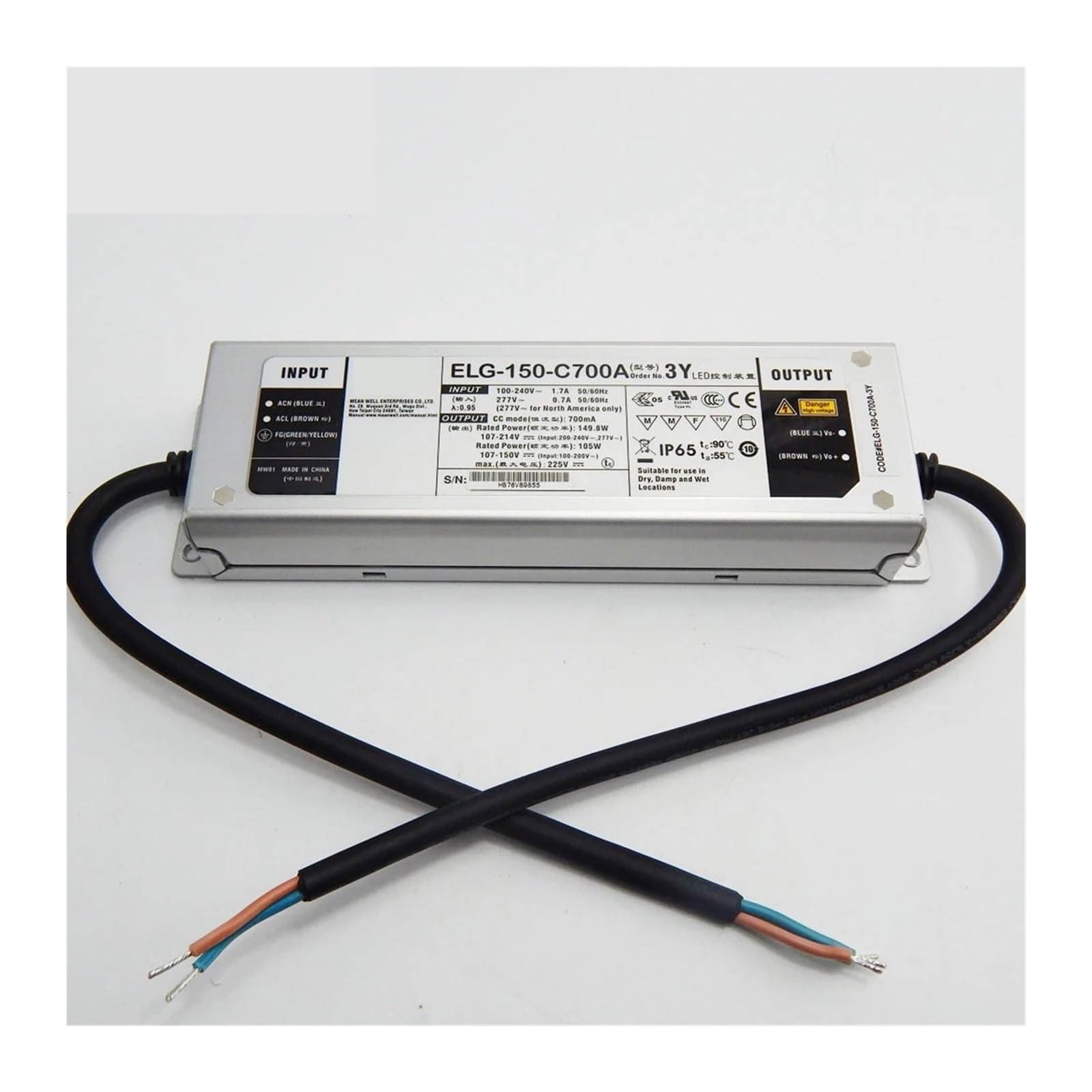 JGNAYRKJQI ELG-150-C700A-3Y 150W 700mA 107~214V Constant Current led Driver Waterproof IP65 Current Adjustable LED Power Supply