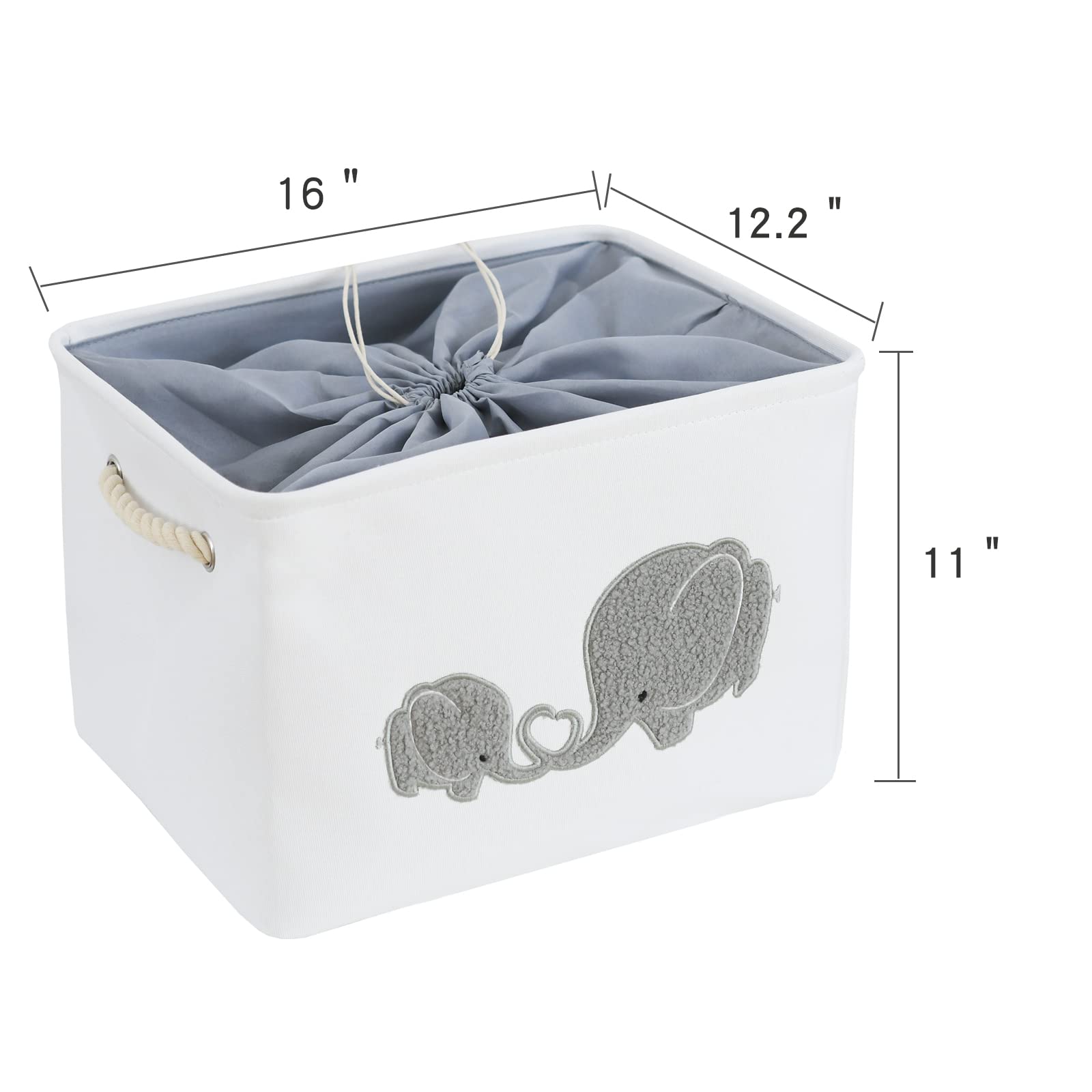 Cesta Grande para Juguetes, Cestas de Regalo para Bebé Vacía, Organizador de Almacenamiento de Tela para Bebés, Cesto Juguetes de Elefante con Cierre de Cordón, Decoración para Hogar