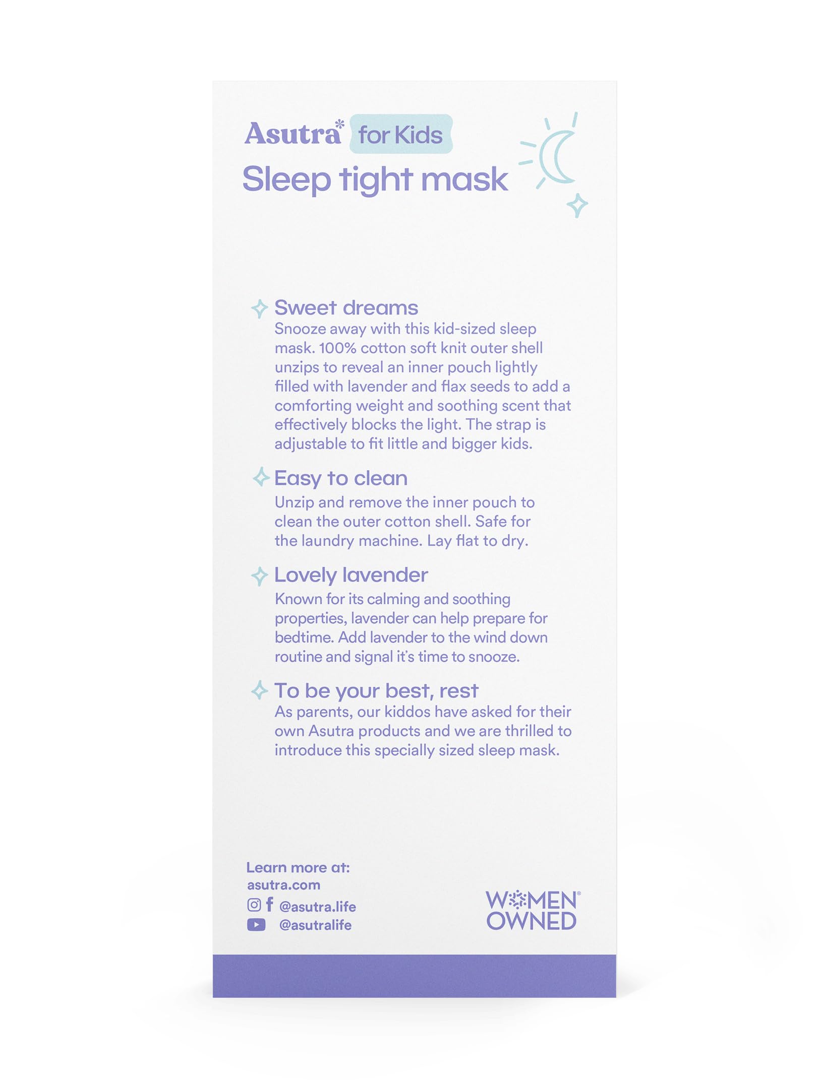 ASUTRA Kids Eye Pillow for Sleep, Gray Cotton Jersey | Filled w/Lavender Buds & Flax Seeds, Weighted Eye Mask, Meditation & Light Blocking Blindfold