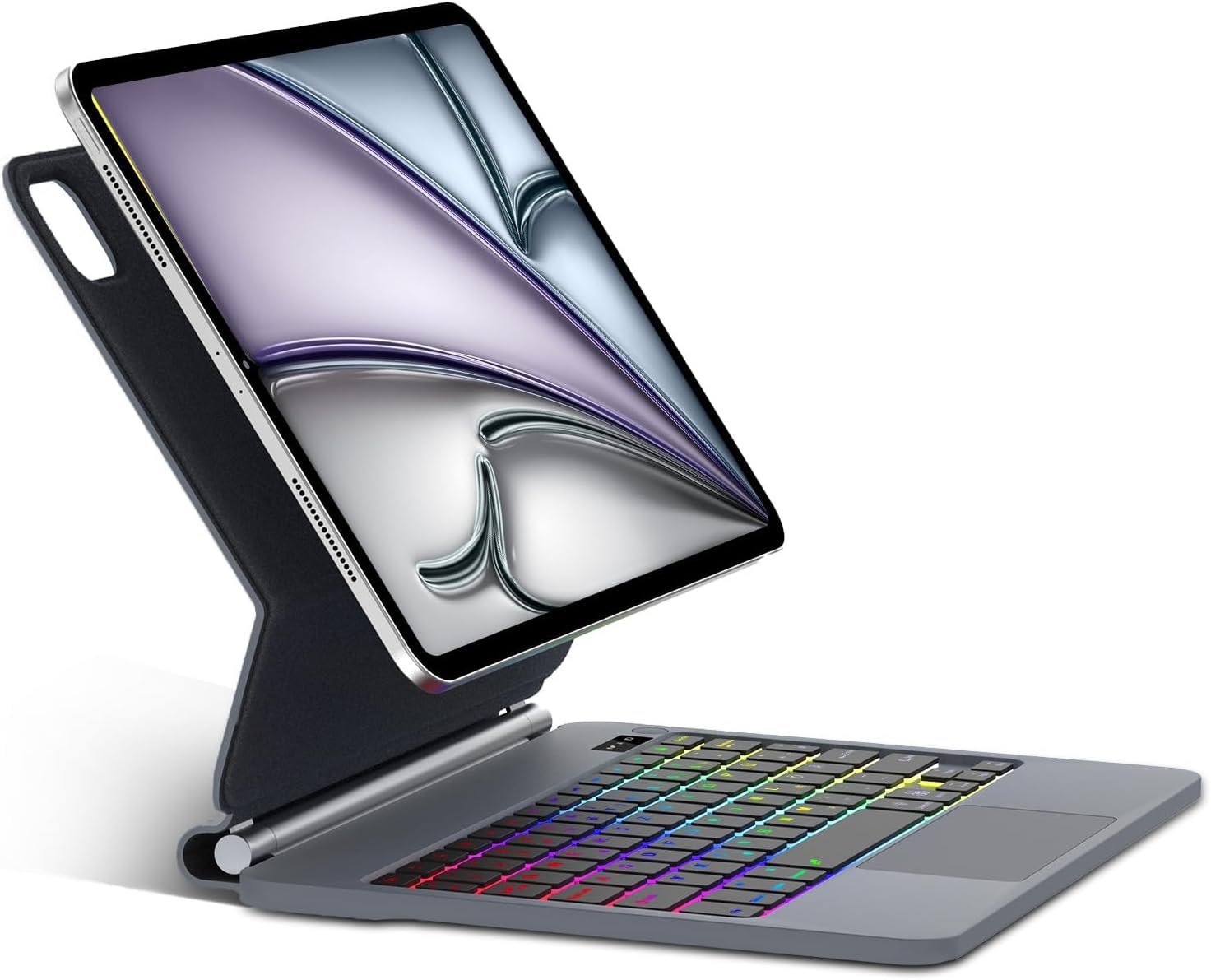 Per iPad Air 11 M4 2026/M3 2025/M2 2024 e Pro 11/Air 5/4 Gen Magic Keyboard | Retroilluminazione a 7 Colori Cover Tastiera Wireless Portatile con Supporto Flottante e Trackpad per Ufficio/Studio, Nero