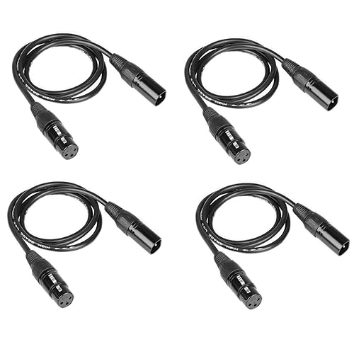 4 unids 3.3 ft largo DMX 512 XLR cable DMX 3.2t 3 Pin verdadero DMX cable macho a hembra para DMX micrófono etapa luces
