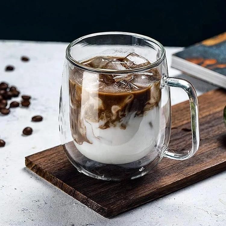 Odi Home 2 Adet Çift Cidarlı Cam Kupa Bardak 250 ml Çift Camlı Bardak Kupa Double Walled Glass