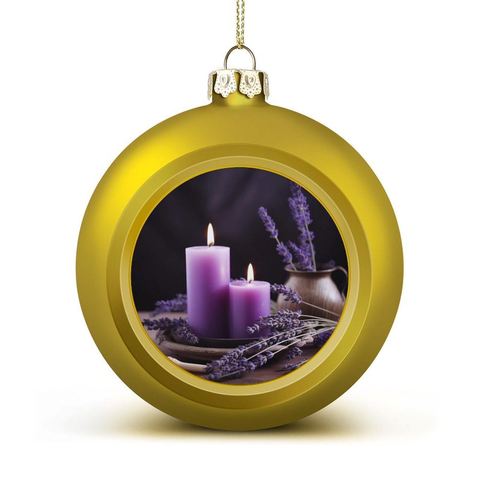 Purple Lavender with Candles Christmas Balls Ornaments for Xmas Christmas Tree 1.6" Hanging Shatterproof Xmas Balls Hanging Decor Pendants for Holiday Party Outdoor Indoor DIY Craft Supplies