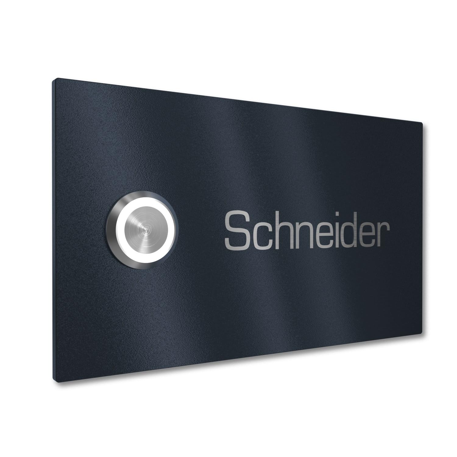 Einfamilien Türklingel mit LED Klingeltaster 1 Name Gravur - V2A Edelstahl Klingel 140x80 mm Pulverbeschichtet RAL 7016 - Unterputz wählbar Aufputz für Haustür Einfamilienhaus