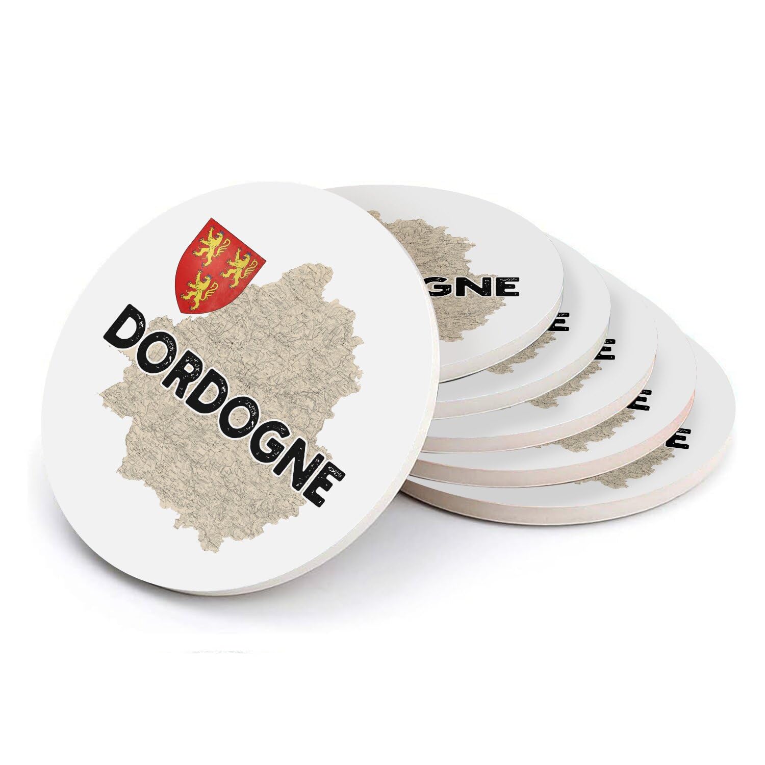 Sous-verres ronds céramique Dordogne anti-taches dessous de table Périgueux lot de 6