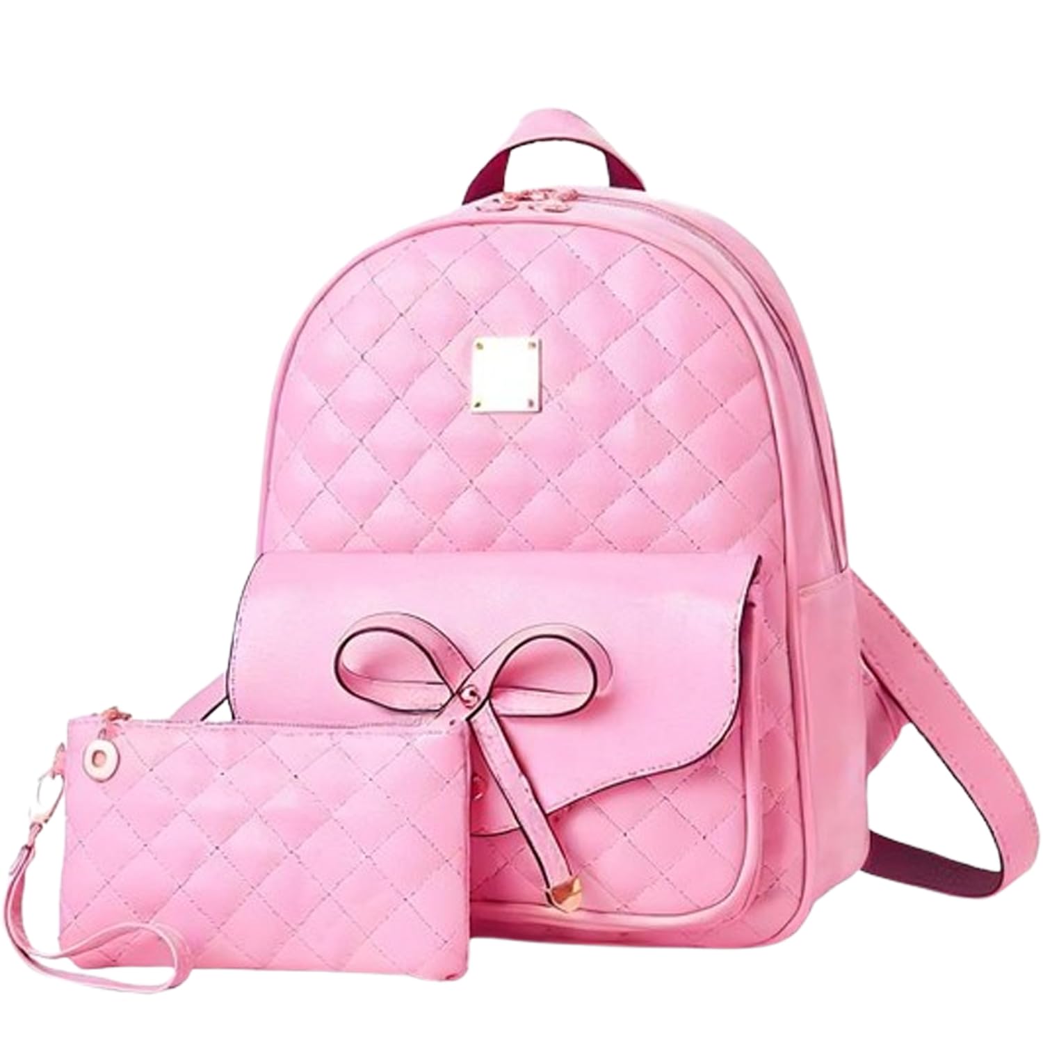 Alice Fashion Girls Bowknot 2-PCS Fashion Backpack Cute Mini Leather Backpack Purse for Women gift college bag (baby pink) (B0D14Y7KDJ) Amazon Price History, Amazon Price Tracker