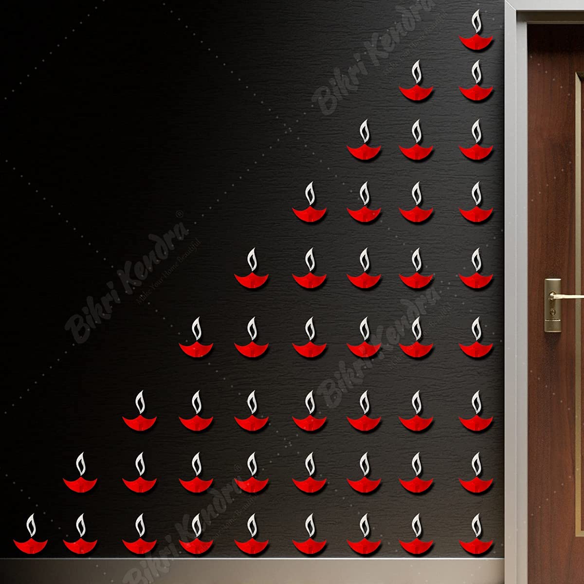 Bikri Kendra - Diya red 30 -Acrylic Decorative Mirror Wall Stickers (B09DPWQZTT) Amazon Price History, Amazon Price Tracker