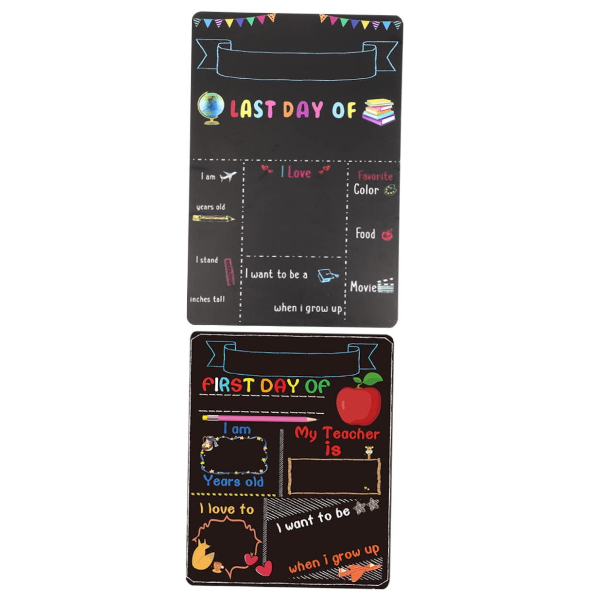 VILLCASE 2 Sätze Schultafel Zeichenbrett Für Kleinkinder Doppelseitige Tafel Kinderzimmer Wanddeko Wandpolsterung Kinderzimmer Poster Kindertisch Tafel Erster Tag Kinderzubehör 2 Stück * 2