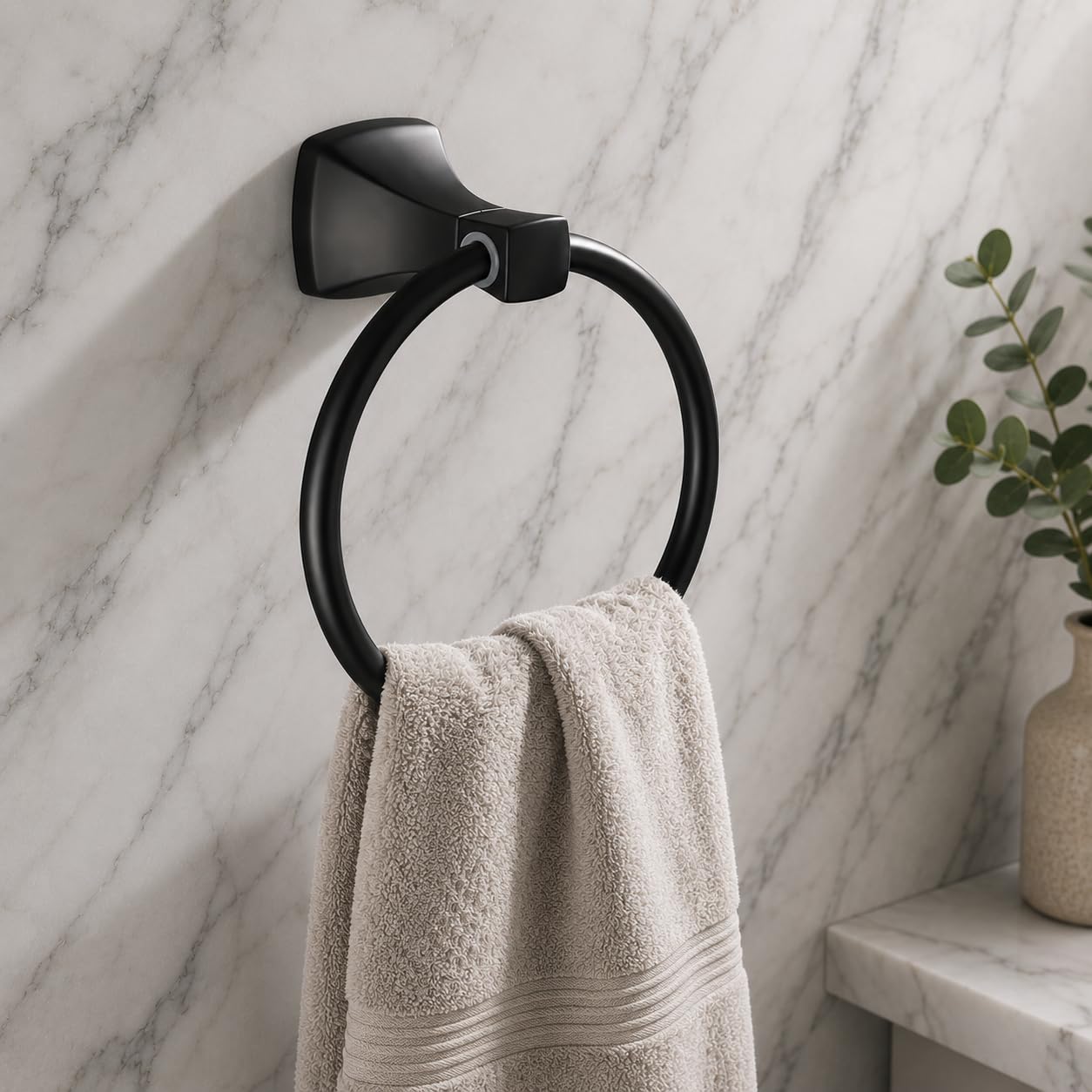 Plantex Space Aluminium Napkin Holder for Wash Basin/Towel Ring/Napkin Hanger/Towel Hanger/Bathroom Accessories (Black Powder Coated)-image-41