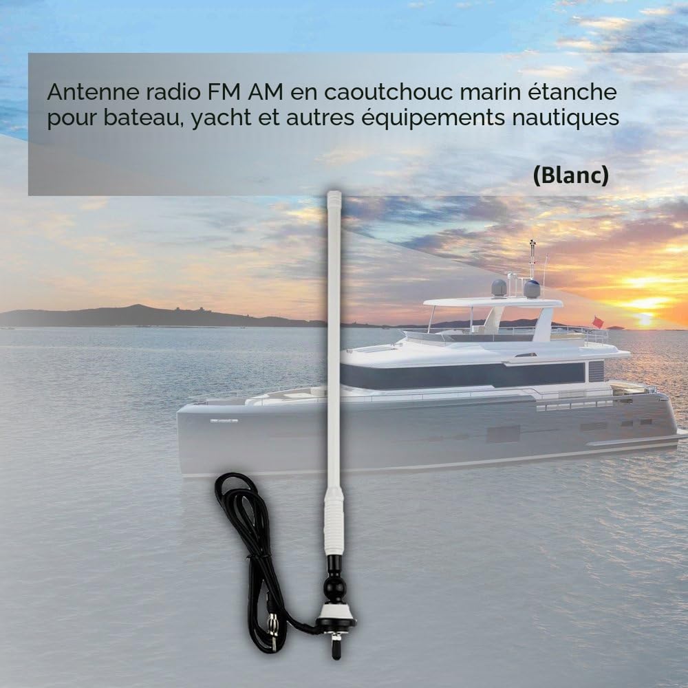 Antenne radio étanche AM FM, antenne marine IP66, Récepteur voiture, caoutchouc flexible. Antenne pour voiture, camion, bateau, quad, SSV, yacht et camping-car