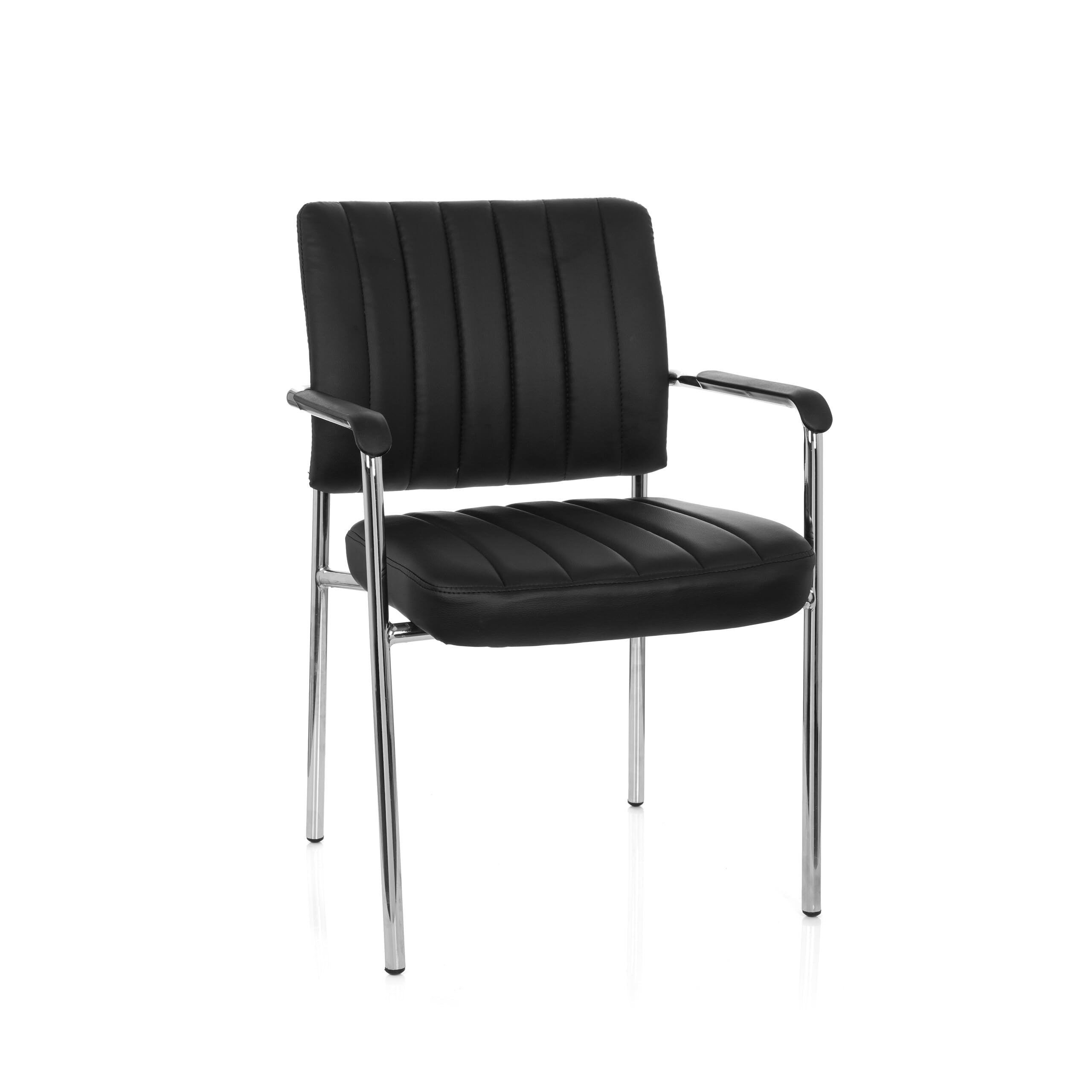 hjh OFFICE Somos V 706802 Visitor's Chair Faux Leather Black/Chrome Design Conference Chair with Armrests