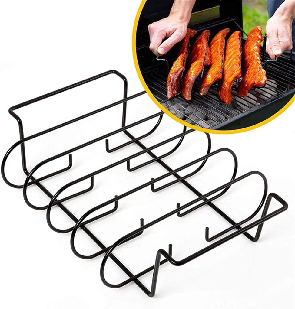 Rib Racks BBQ Rack for Gas Smoker or Charcoal Grill - Non Stick Standing for Grilling & Barbecue