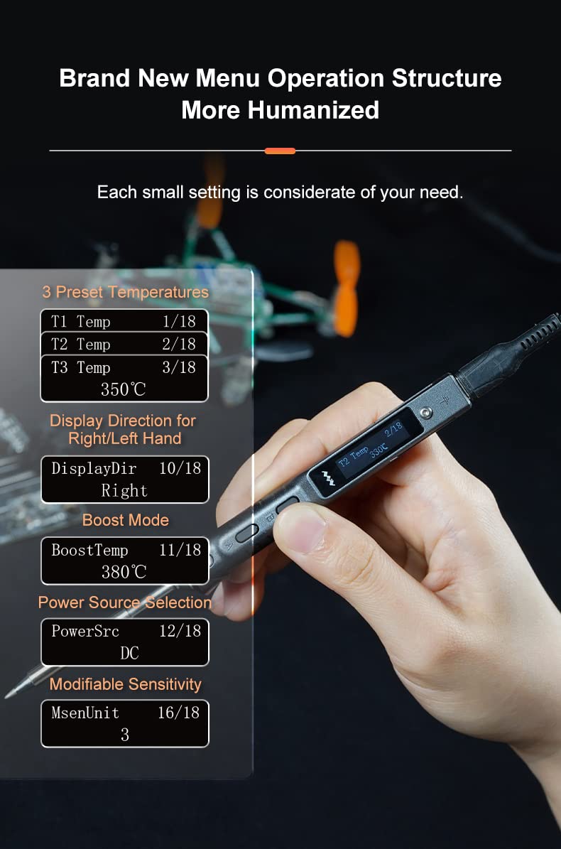 MINIWARE TS101 Saldatore Saldatore I Tips USB-C PD EU Spina Kit Portatile Digit 65W Riscaldamento Rapido Temperatura Regolabile 50-400℃