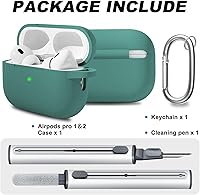 Vista 128 de Funda para AirPods Pro con kit de limpieza, funda de silicona suave para Apple AirPod Pro de 1ª/2ª generación, accesorios de funda AirPods Pro/Pro 2