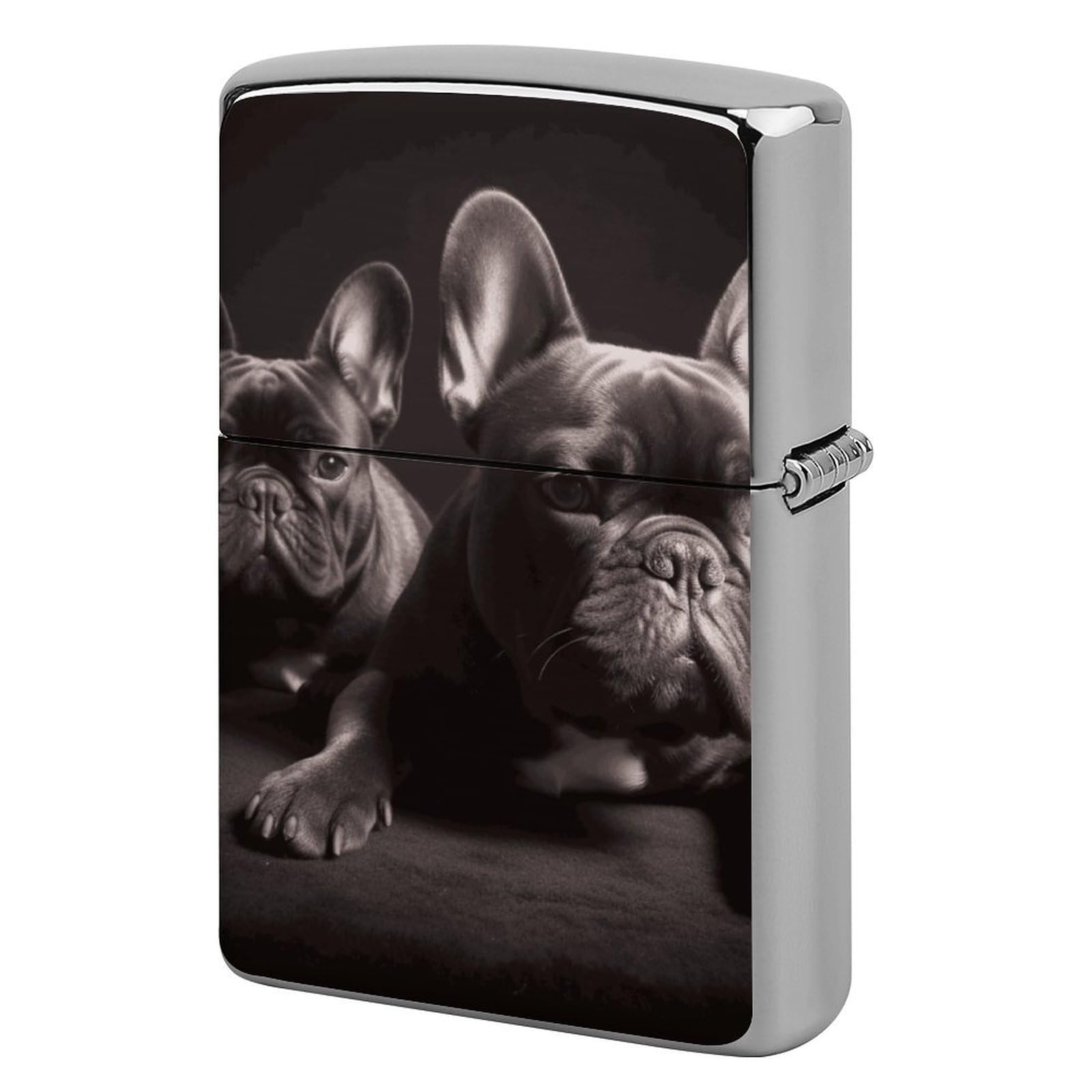 French Bulldog Lighter Case Cover Vintage Metal Lighter Sleeve Reusable Lighter Protective Cover Decorative Lighter Holder Birthday Gifts for Men Women