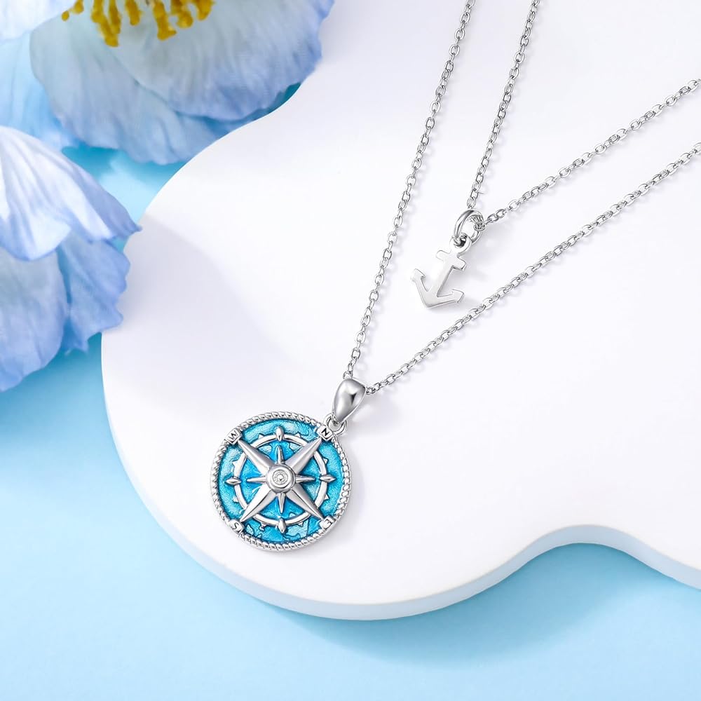 Amazon.com: MONGAS Compass Layered Necklace Sterling Silver