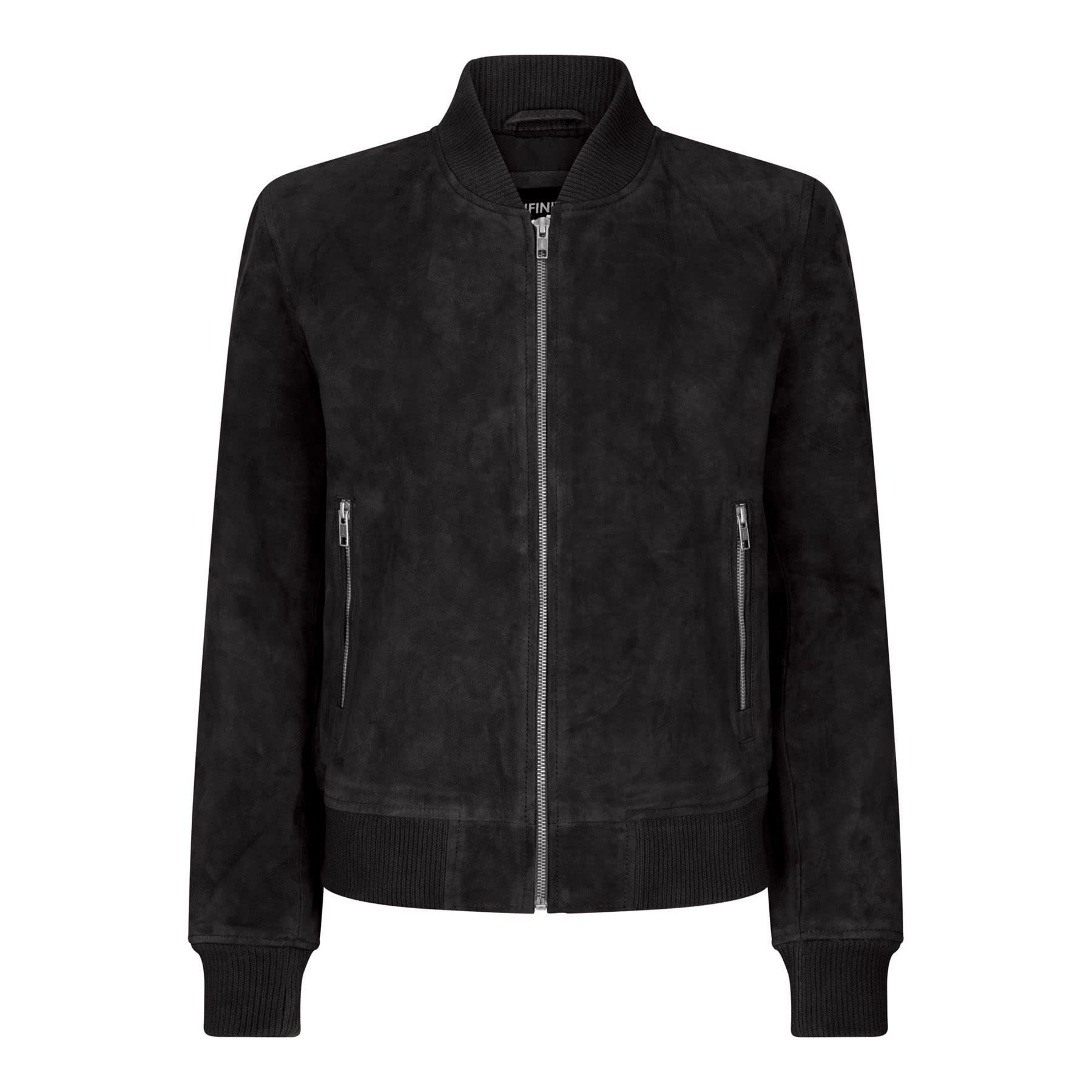 TruClothing Varsity Suede Bomber Jacket - Black - Genuine Suede Leather - Women's 4XL