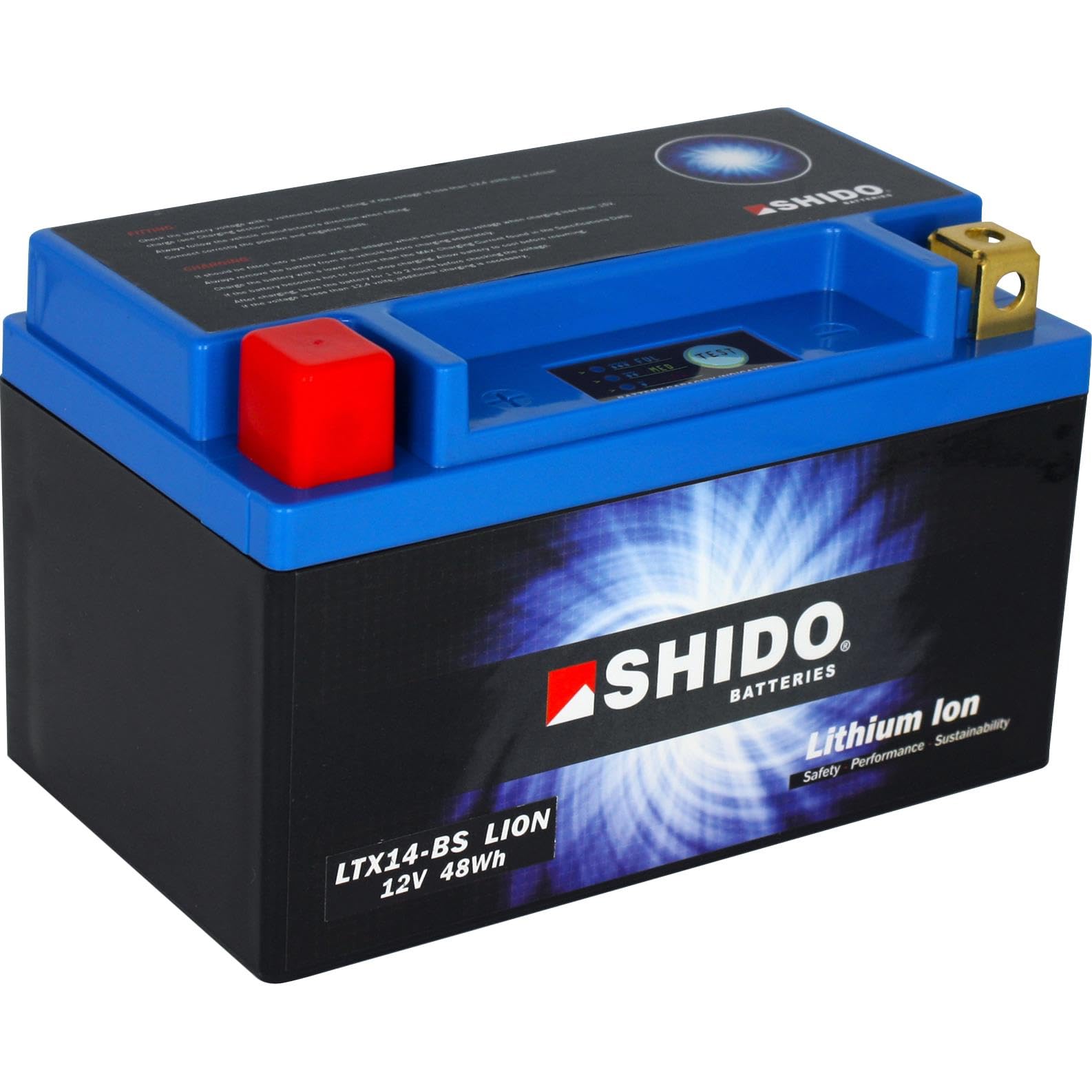 SHIDO LTX14-BS LION -S- - Batteria per moto agli ioni di litio