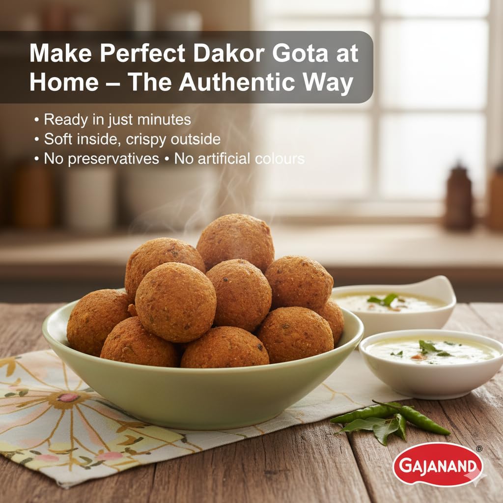 GAJANAND Instant Mix Combo - Dakor Gota Mix Flour - 400 gm & Methi Gota Instant Mix Flour - 400 gm | Ready to Cook | Easy to Make Healthy & Tasty Breakfast | Gujarati Snacks Food (Pack Of 2) 2