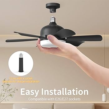 WAFTING Socked Fan Light, 17.8 Inch Ceiling Fan with Lights and