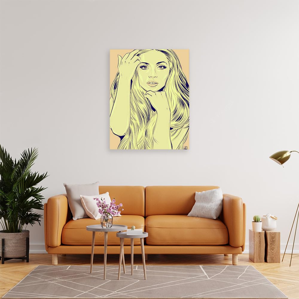 VERRE ART Printed Framed Canvas Painting for Home Decor Office Wall Studio Wall Living Room Decoration (22x34inch Wrapped) - Lady Gaga