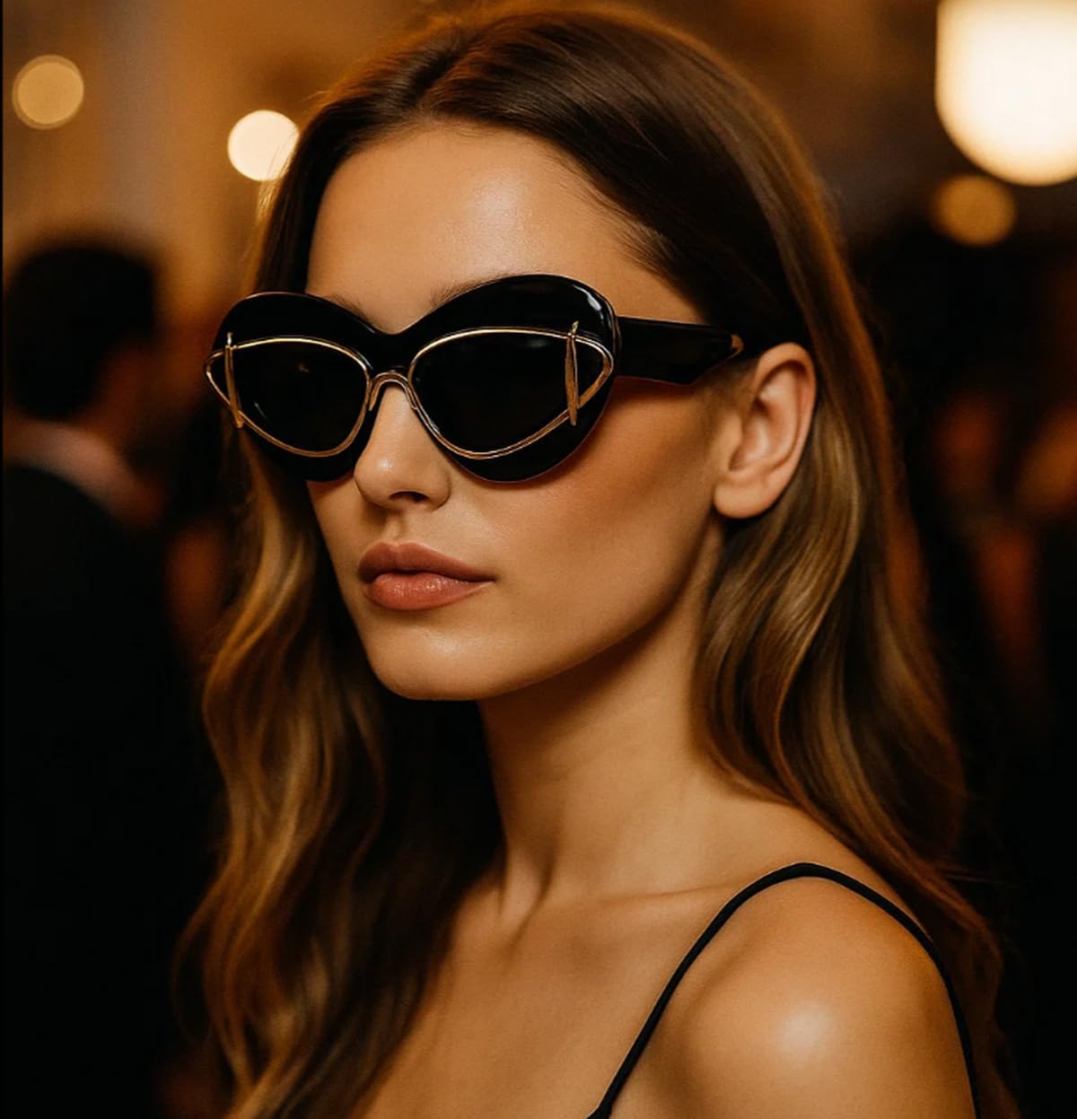 laureles Fashion Lips Cat Eye Sunglasses for Women Vintage Y2K Sun Glasses Ladies Gradient Black Shades UV400 - Image 3