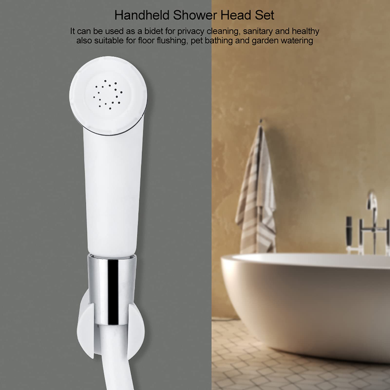 ABS Plastic Hand Held Bidet Sprayer Anti-Aging Shower Spray Head Set Lightweight and Compact with Hose and Holder — view 2
