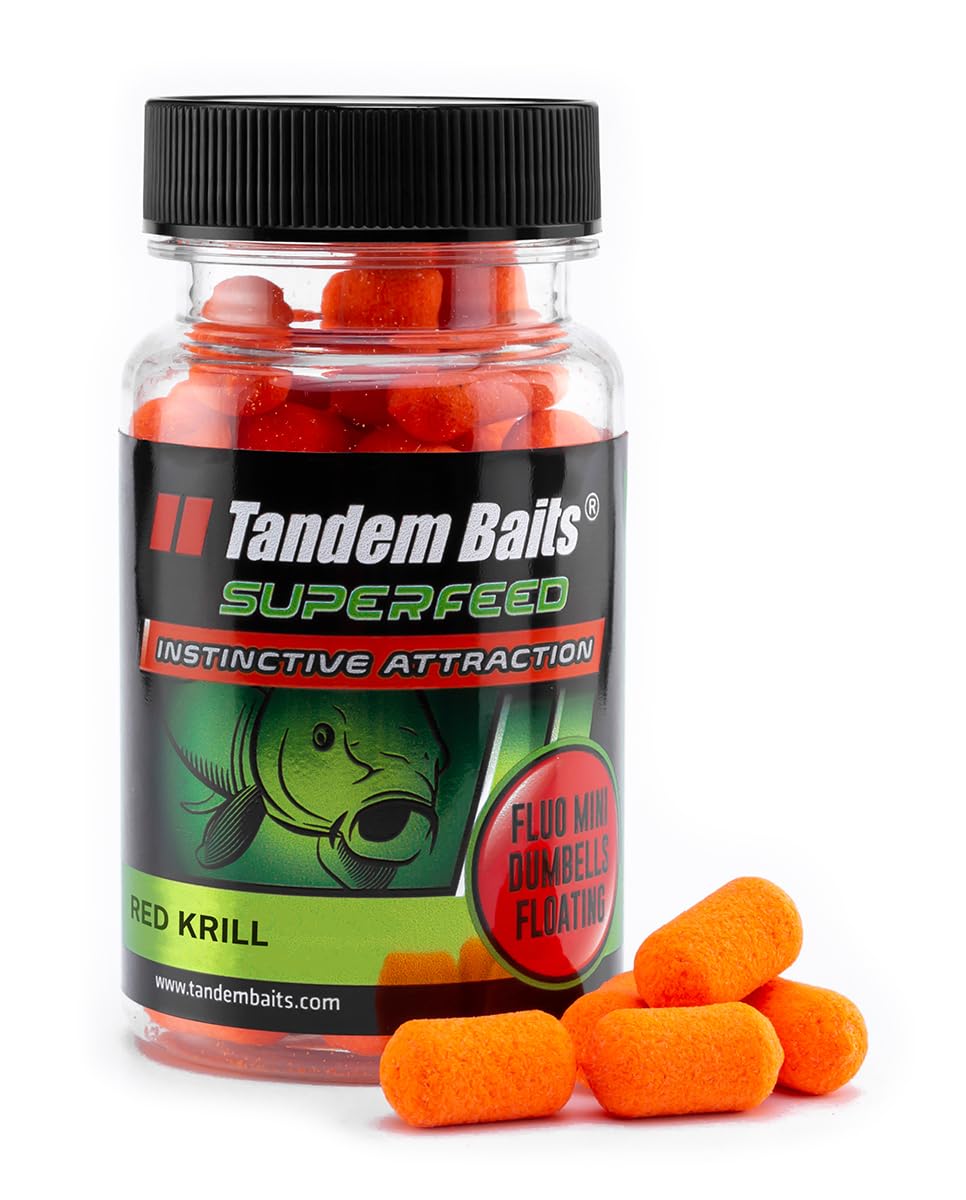 Tandem Baits SuperFeed Fluo Mini Dumbbells - Floating Red Krill Carp Bait for Monster Fish - 30g โ image 1