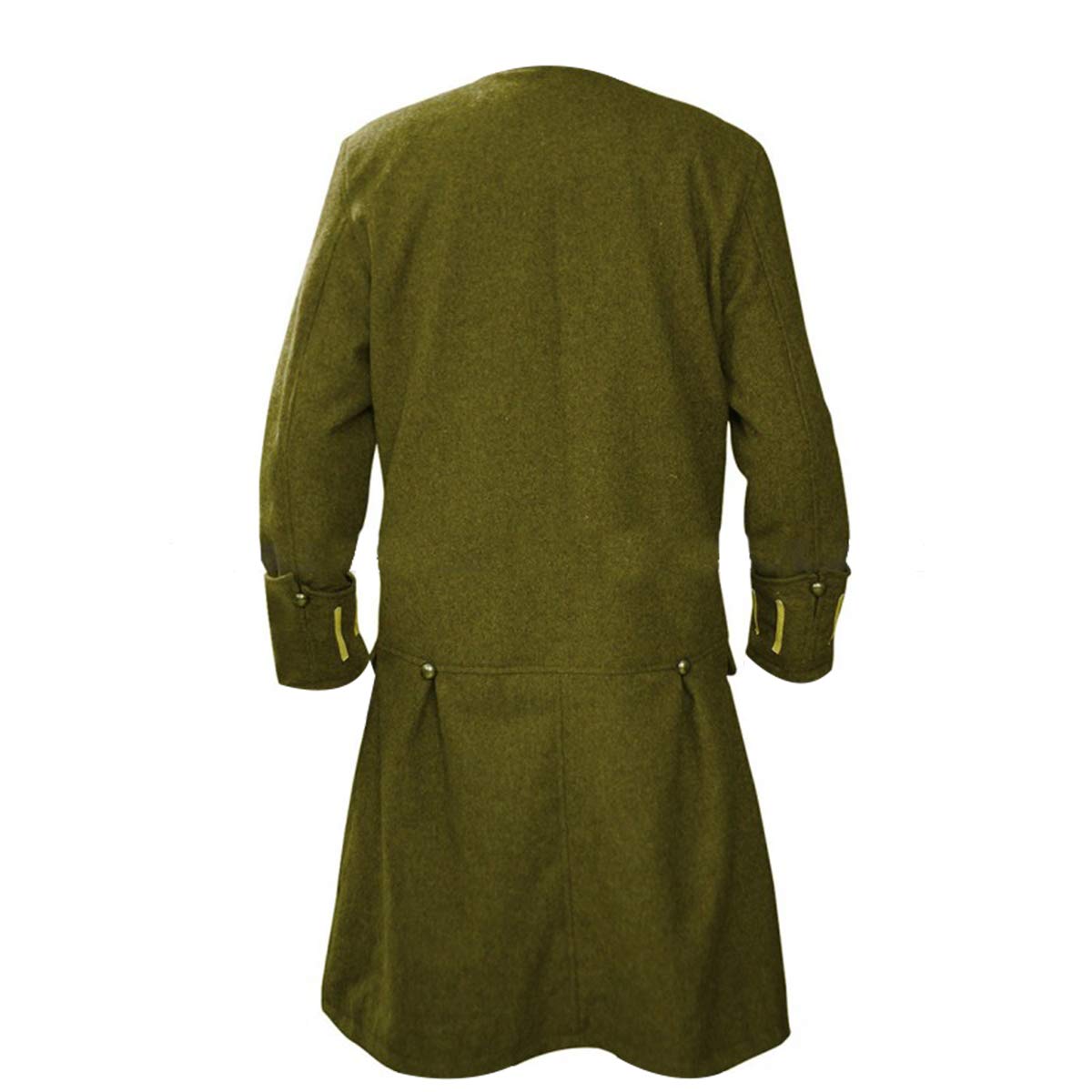 Fashion_First Disfraz de Pirata de Halloween para Hombre, colección de Ropa de Piel/Lana D4 Olive Pirate Coat Wool 3XL