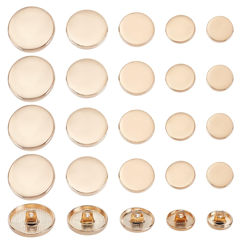 OLYCRAFT 100 Bottoni Con Gambo In Metallo - 5 Misure (11,5-18mm) Per Cucito, Fai-Da-Te E Bigiotteria - Colore Platino
