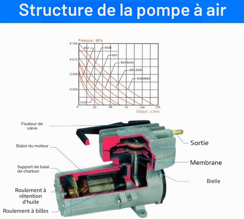 Pompe à Air Aquarium, DC 12V 35W Mini Pompe à Oxygène pour Étang à Poissons 68L/Min Outil d'Aquaculture pour Aquarium et Bassin, 22x11x14 cm