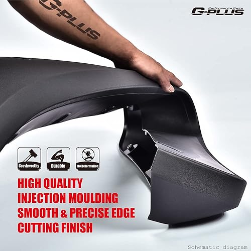 Miniatura 6 de G-PLUS Guardabarros, compatible con Nissan Titan 2004-2015 sin caja de seguridad de cabecera, protector de cubierta de rueda negro liso delantero y