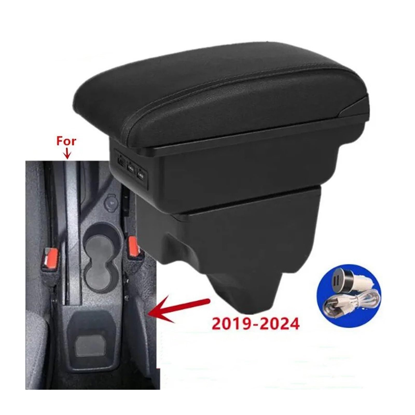 Scatola Portaoggetti Bracciolo Auto Per Peugeot 208 2008 2019-2025