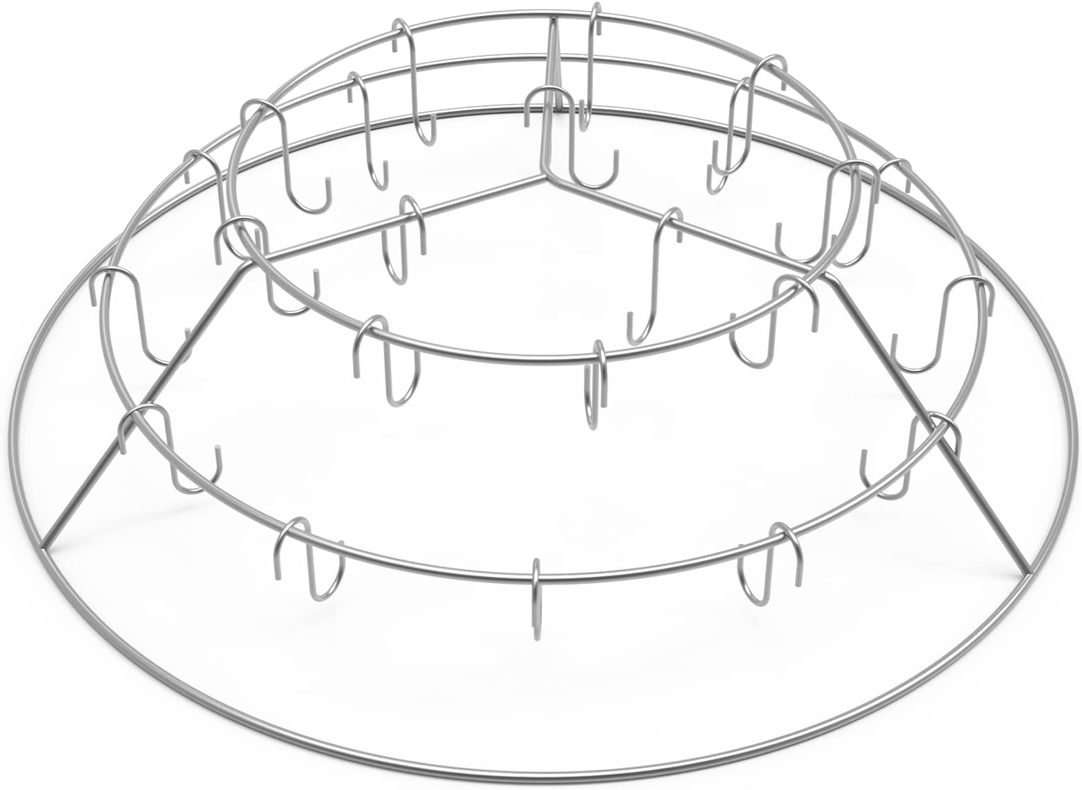 Onlyfire Rib Hanging System, Stainless Steel 3-Tier Rib Hanger with Removable Cooking Hooks, Barbecue Cooking Accessories for Weber 22 inch WSM Cooker & Weber 22 inch Kettle Grill
