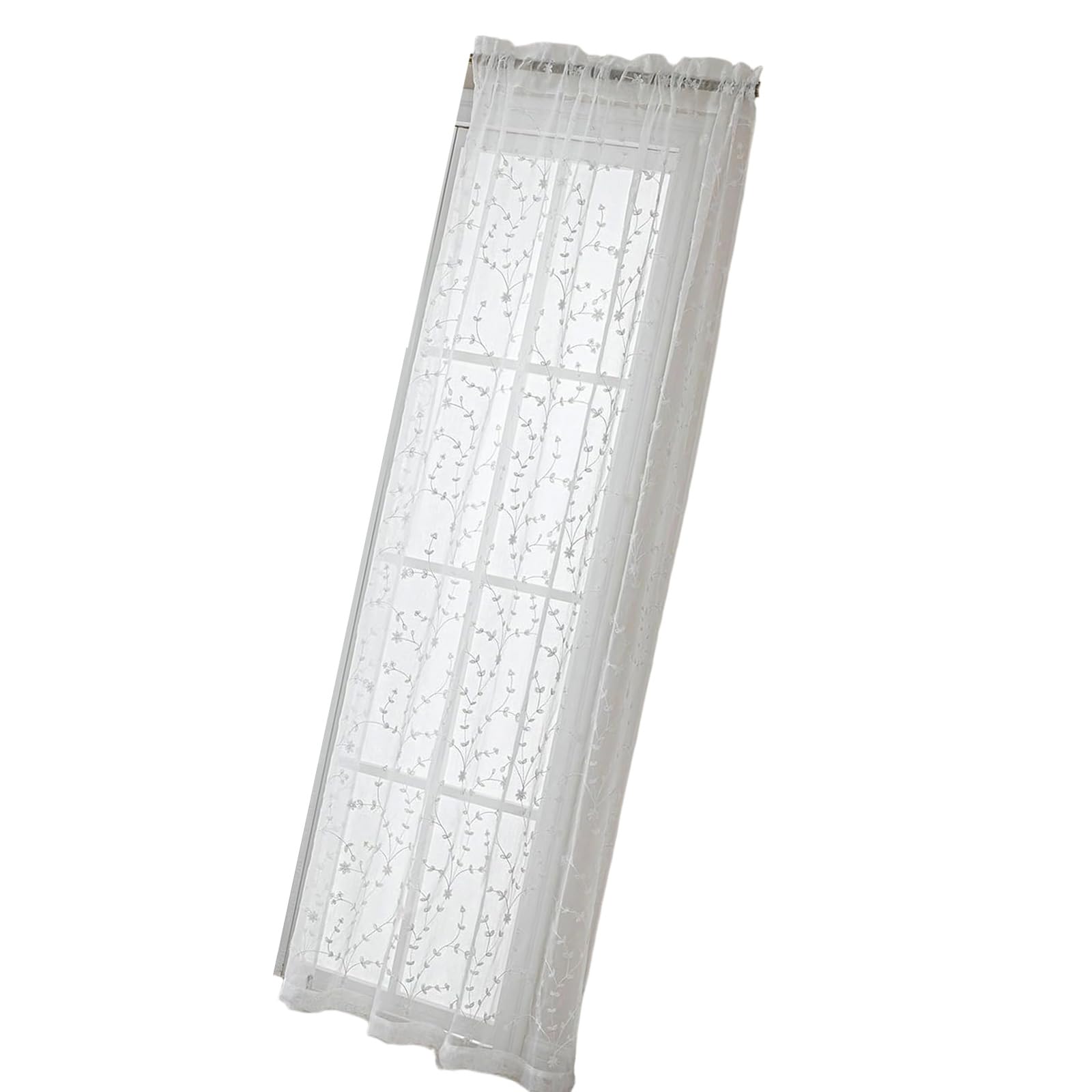 Jazuaiao White Sheer Curtain Offering Privacy Protective and Natural Light Control with Florals Embroidery for Decoration Embroidered Curtain