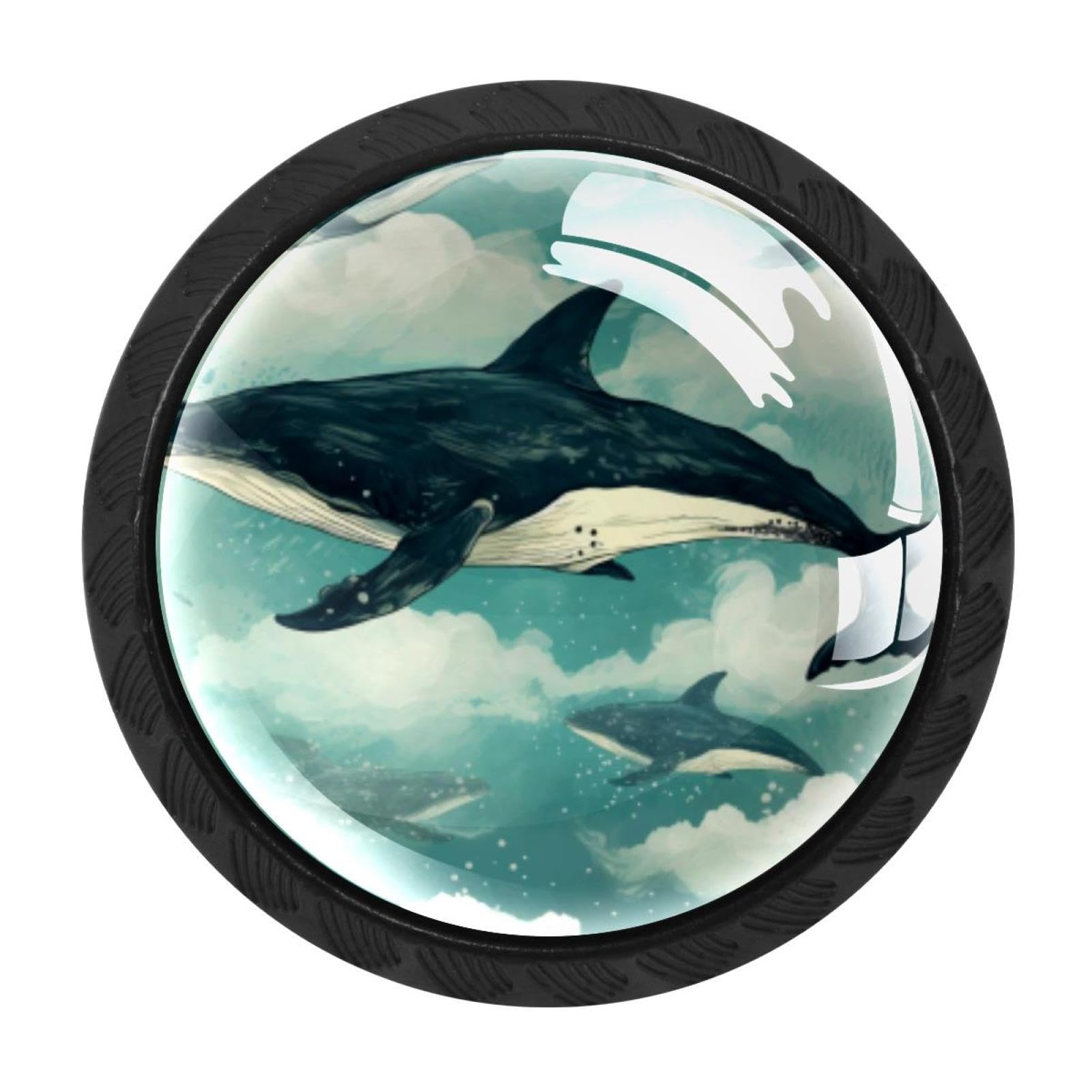 Chenzzzz Multicolored 01 4 Pieces Whale Drawer Knobs, 35Mm Black Cabinet Knobs, Drawer Pulls And Knobs, Dresser Drawer Knobs, Cabinet Hardware Kitchen Cabinet Knobs